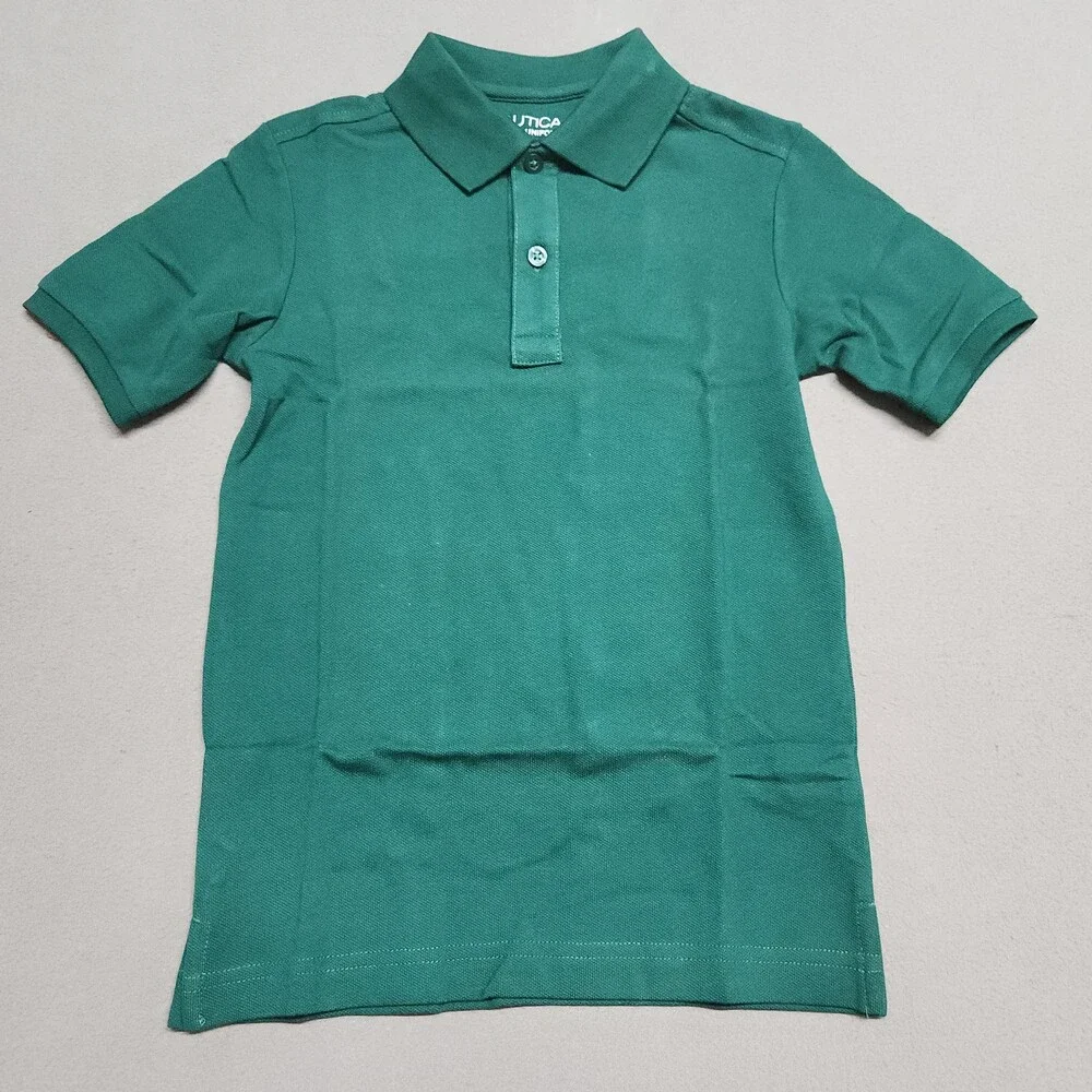 Nautica School Uniform Youth Polo Shirt S 8 Regular Cotton Blend Green 153